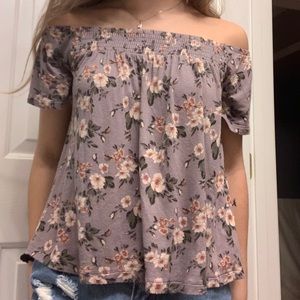 Pretty Floral Off the Shoulder Shirt
